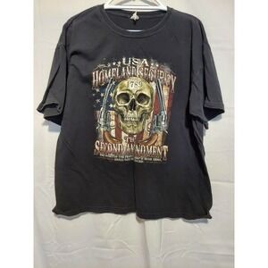 USA Homeland Security Skull T Shirt Second‎ Amendment Guns Mens XL